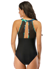 Sexy Print Halter One-piece Swimsuit