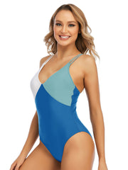 Matching Color Lace-up One-piece Swimsuit