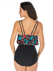 Sexy Print Flounces Swimsuit