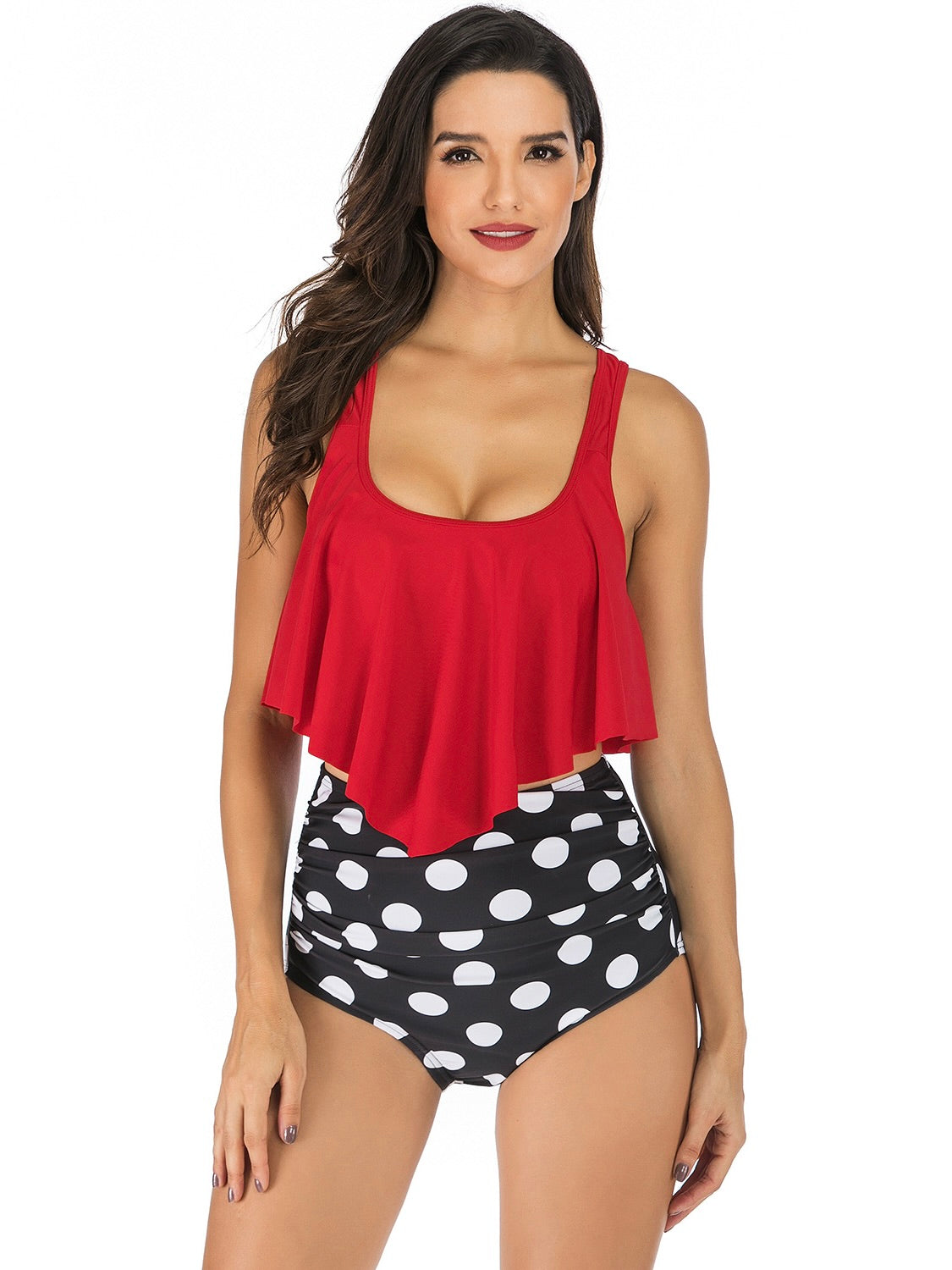 Sexy Print Flounces Swimsuit