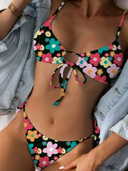 Sexy Bikini-Badeanzug mit Print und Riemchen 