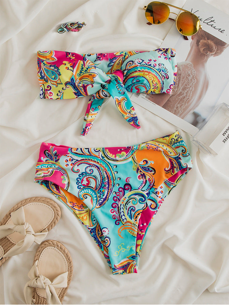 Sexy Print Removable Strap Bikini Swimsuit