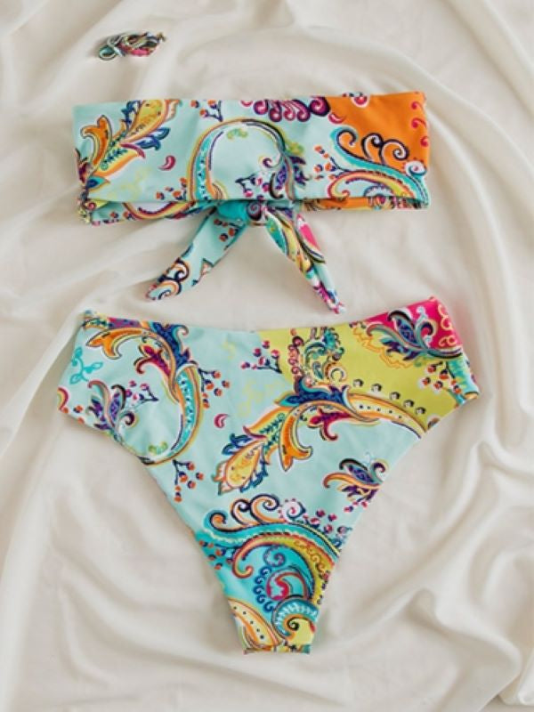 Sexy Print Removable Strap Bikini Swimsuit