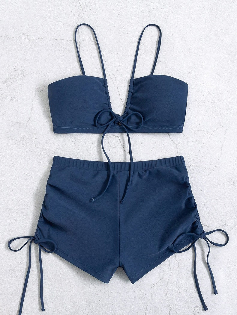 Sexy Solid Color Necktie Swimsuit