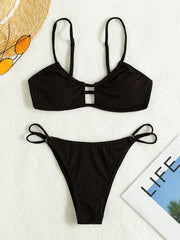 Sexy Solid Color Cut-out Bikini Swimsuit