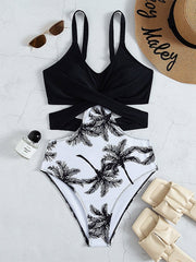 Sexy Print Cut-out One-piece Swimsuit