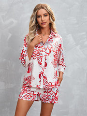 Printed Three-quarter Sleeve Top & Shorts Suit