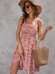 Printed Bodice Strap Dress