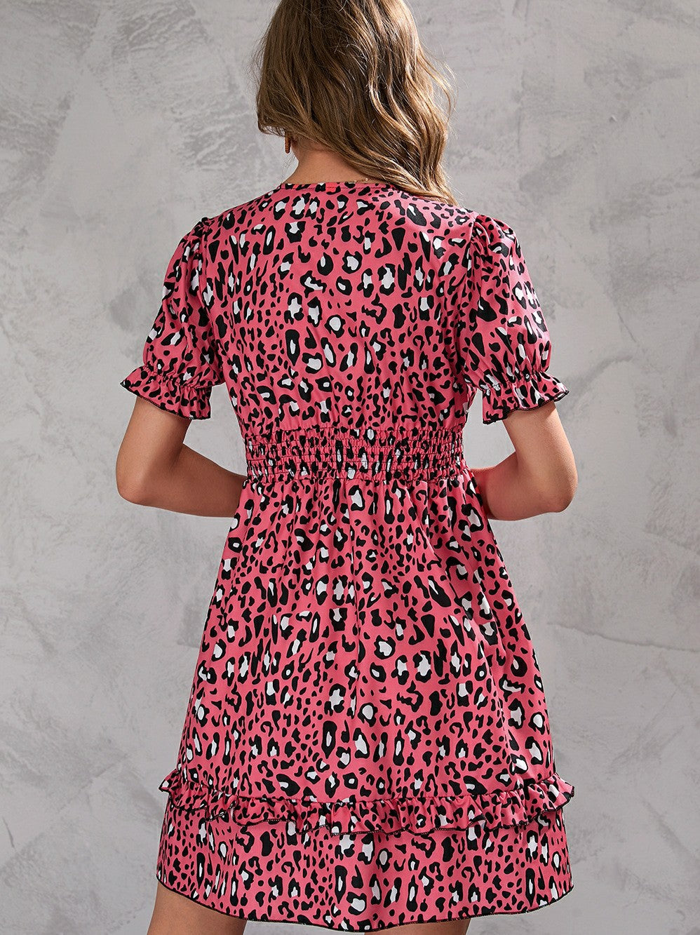 Leopard Print Short Sleeve Dress