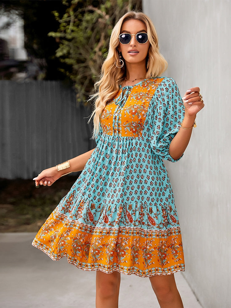 Vestido con estampado bohemio de moda