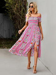 Fashionable One-shoulder Bohemian Print Dress