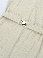 Fashionable Round Collar Metal Belt Dress