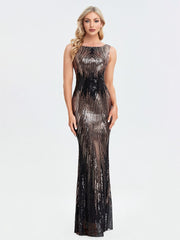 Sequined Striped Evening Dress
