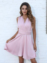 Sexy Solid Color Cross Halter Dress