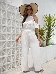 Solid Color Off-the-shoulder Jumpsuit