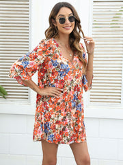 Printed Three-quarter Sleeve Dress