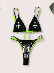 Funny Skull Cross Bikini Swimsuit