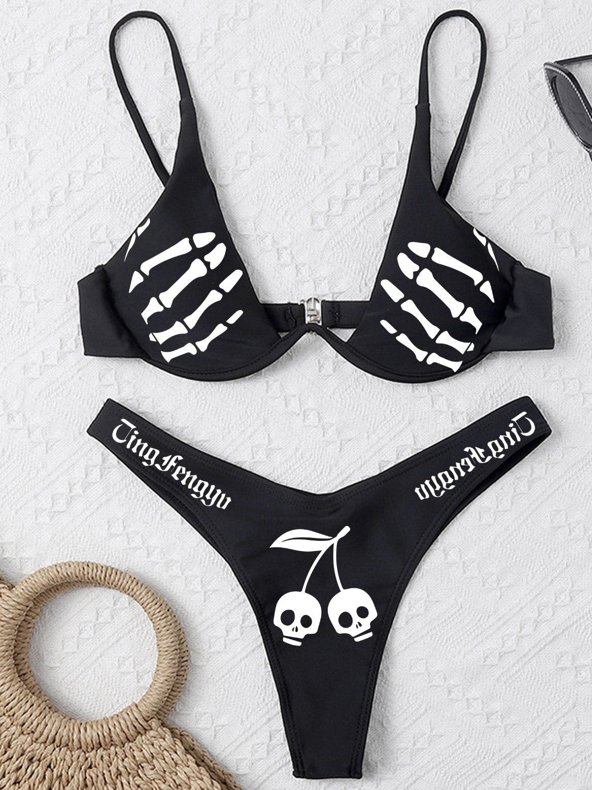 Skull Print Bikini Swimsuit