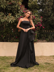 Strapless Mesh Stitching  Evening Dress