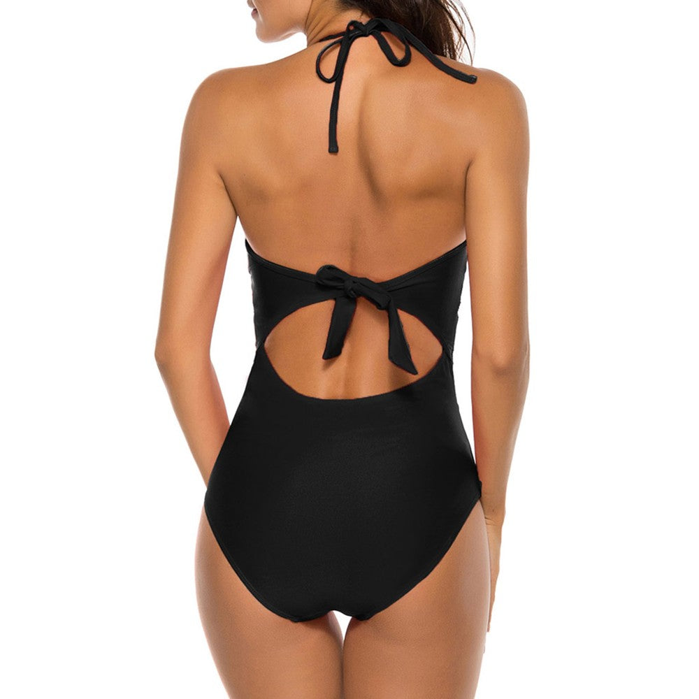 Traje de baño ajustado elástico sin mangas con cuello halter YS20001