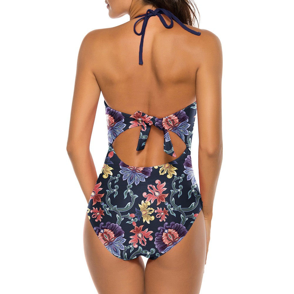 Halter Sleeveless Stretchy Bodycon Swimsuit YS20001